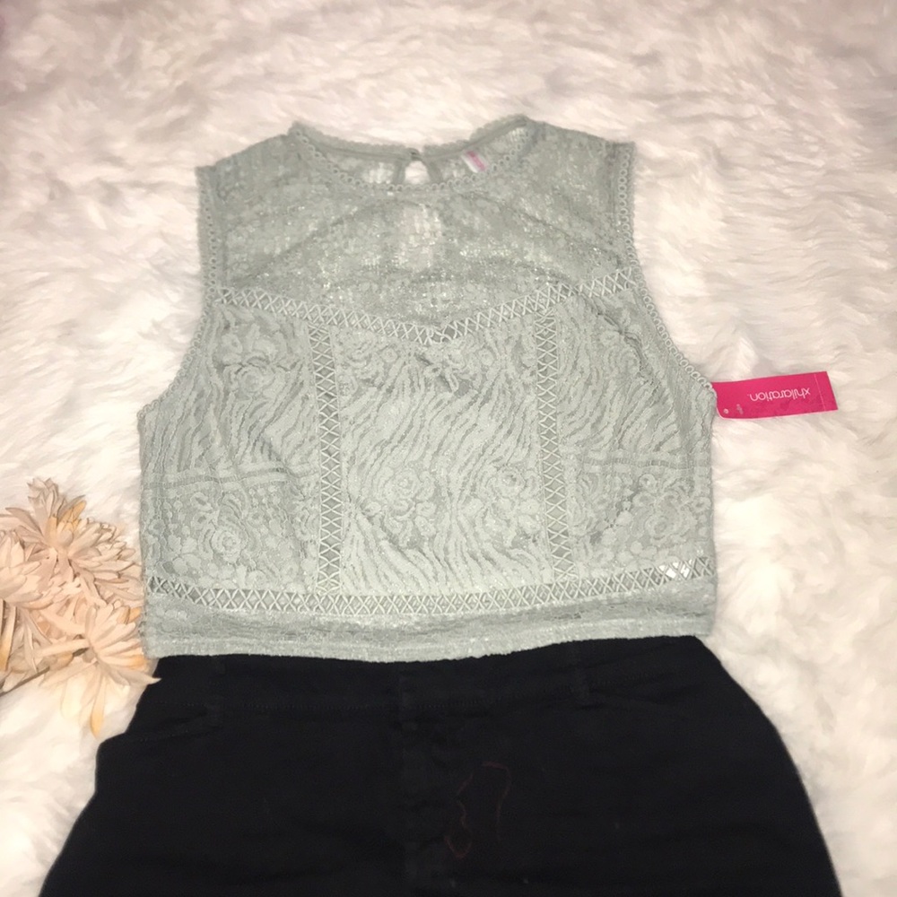 Dusty pastel green crop top xhilaration